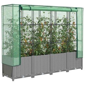 Arriate con cubierta invernadero aspecto ratán 160x40x138 cm en Macetas y jardineras | Comprar online en Foru.es