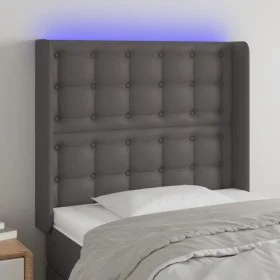Cabecero con LED cuero sintético gris 83x16x118/128cm de vidaXL, Cabeceros y pies de cama - Ref: Foro24-3124124, Precio: 80,7...