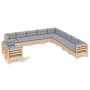 Juego de muebles de jardín 11 pzas y cojines madera maciza pino en Conjuntos de jardín | Comprar online en Foru.es