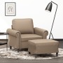 Sillón con taburete cuero sintético color capuchino 60 cm en Sofás | Comprar online en Foru.es