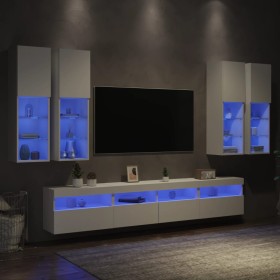 Muebles de TV de pared con luces LED 7 piezas blanco en Muebles TV | Comprar online en Foru.es