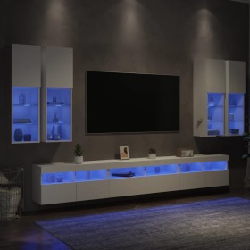 Mueble de pared de TV con luces LED 7 piezas blanco en Muebles TV | Comprar online en Foru.es