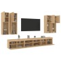 Muebles de TV de pared con luces LED 7 piezas roble sonoma en Muebles TV | Comprar online en Foru.es