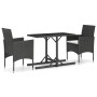 Set de comedor de jardín 3 pzas ratán PE vidrio templado negro en Conjuntos de jardín | Comprar online en Foru.es