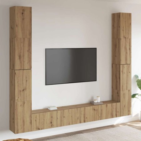 Muebles de TV de pared 6 uds madera ingeniería roble artesanal en Muebles TV | Comprar online en Foru.es