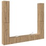Muebles de TV de pared 6 uds madera ingeniería roble artesanal en Muebles TV | Comprar online en Foru.es