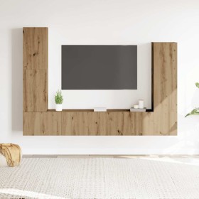 Mueble para TV de pared madera contrachapada artesanal 4 piezas en Muebles TV | Comprar online en Foru.es