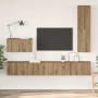 Mueble de TV de Pared Montaje en la pared 4 pcs Roble artesanal en Muebles TV | Comprar online en Foru.es
