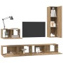 Mueble de TV de Pared Montaje en la pared 4 pcs Roble artesanal en Muebles TV | Comprar online en Foru.es