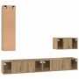 Mueble de TV de Pared Montaje en la pared 4 pcs Roble artesanal en Muebles TV | Comprar online en Foru.es