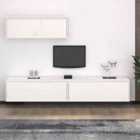 Conjunto de mueble de TV 3 piezas madera maciza de pino blanco en Muebles TV | Comprar online en Foru.es