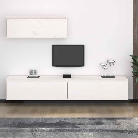 Conjunto de mueble de TV 3 piezas madera maciza de pino blanco en Muebles TV | Comprar online en Foru.es