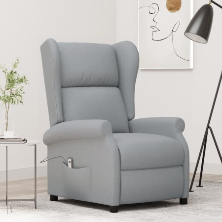 Sillón orejero reclinable eléctrico de tela gris claro en Sillones | Comprar online en Foru.es