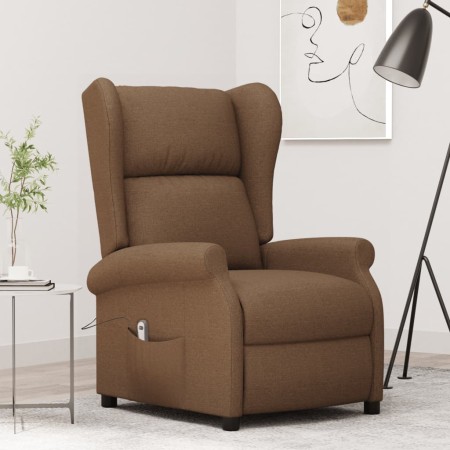 Sillón orejero reclinable eléctrico tela marrón en Sillones | Comprar online en Foru.es