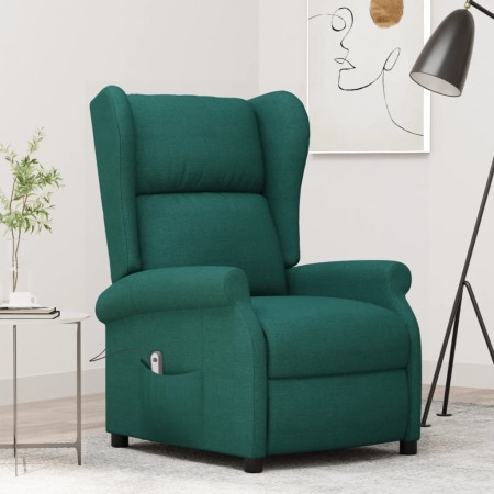 Sillón orejero reclinable eléctrico de tela verde oscuro en Sillones | Comprar online en Foru.es