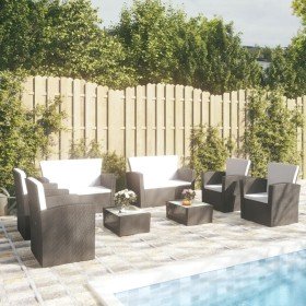 Set muebles de jardín 8 piezas y cojines ratán sintético negro en Conjuntos de jardín | Comprar online en Foru.es
