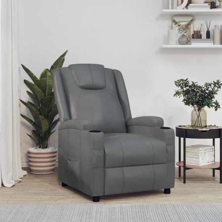 Sillón reclinable de cuero sintético gris en Sillones | Comprar online en Foru.es