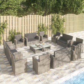 Set de muebles de jardín 16 pzas y cojines ratán sintético gris en Conjuntos de jardín | Comprar online en Foru.es