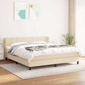 Cama box spring con colchón tela color crema 160x200 cm de vidaXL, Camas y somieres - Ref: Foro24-3126258, Precio: 509,40 €, ...