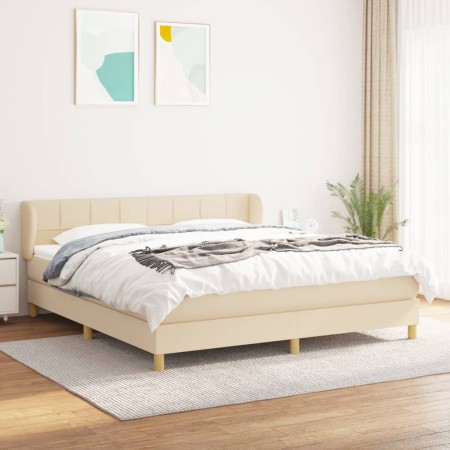 Cama box spring con colchón tela color crema 160x200 cm de vidaXL, Camas y somieres - Ref: Foro24-3126818, Precio: 511,25 €, ...