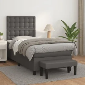 Boxspringbett mit grauer Kunstledermatratze 80x200 cm von vidaXL, Betten und Lattenroste - Ref: Foro24-3137633, Preis: 352,94...