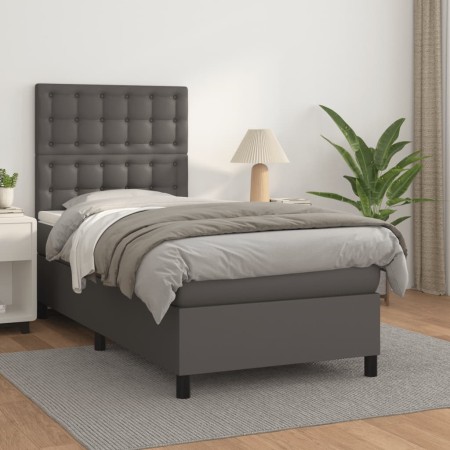 Cama box spring con colchón cuero sintético gris 80x200 cm de vidaXL, Camas y somieres - Ref: Foro24-3142813, Precio: 315,46 ...
