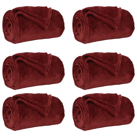 Mantitas de Sofá 6 pcs Rojo Burdeos 130 x 150 cm Lana en Ropa de cama | Comprar online en Foru.es