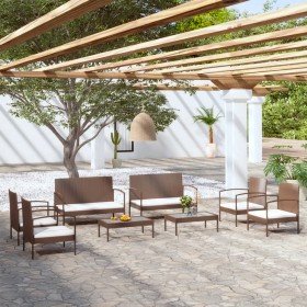 Set muebles de jardín 8 piezas y cojines ratán sintético marrón en Conjuntos de jardín | Comprar online en Foru.es