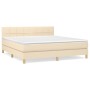 Cama box spring con colchón tela color crema 160x200 cm de vidaXL, Camas y somieres - Ref: Foro24-3140630, Precio: 496,02 €, ...
