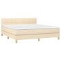 Cama box spring con colchón tela color crema 160x200 cm de vidaXL, Camas y somieres - Ref: Foro24-3140630, Precio: 496,02 €, ...