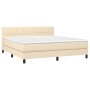 Cama box spring con colchón tela color crema 160x200 cm de vidaXL, Camas y somieres - Ref: Foro24-3140070, Precio: 494,19 €, ...