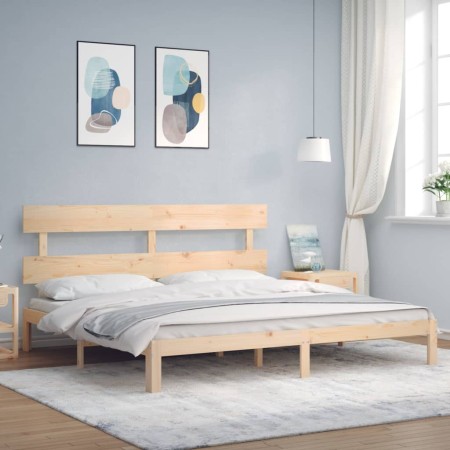 Estructura de cama de matrimonio con cabecero madera maciza de vidaXL, Camas y somieres - Ref: Foro24-3193546, Precio: 152,97...