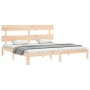 Estructura de cama de matrimonio con cabecero madera maciza de vidaXL, Camas y somieres - Ref: Foro24-3193546, Precio: 152,97...