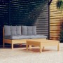 Juego de muebles de jardín 3 pzas y cojines madera de pino en Conjuntos de jardín | Comprar online en Foru.es
