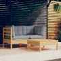 Juego de muebles de jardín 3 pzas y cojines madera de pino en Conjuntos de jardín | Comprar online en Foru.es