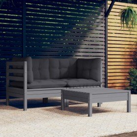 Muebles de jardín 3 pzas con cojines antracita madera de pino en Conjuntos de jardín | Comprar online en Foru.es