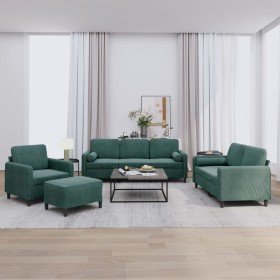 Juego de sofás con cojines 4 piezas terciopelo verde oscuro en Sofás | Comprar online en Foru.es