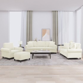 Juego de sofás con cojines 4 piezas terciopelo crema en Sofás | Comprar online en Foru.es