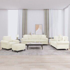 Juego de sofás con cojines 4 piezas terciopelo crema en Sofás | Comprar online en Foru.es