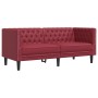 Juego de sofás Chesterfield 3 piezas cuero sintético rojo tinto en Sofás | Comprar online en Foru.es