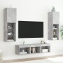 Muebles TV pared con LED 5 pzas madera ingeniería gris hormigón en Muebles TV | Comprar online en Foru.es