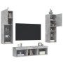 Muebles TV pared con LED 5 pzas madera ingeniería gris hormigón en Muebles TV | Comprar online en Foru.es