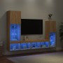 Muebles TV pared con LED 4 pzas madera ingeniería roble Sonoma en Muebles TV | Comprar online en Foru.es