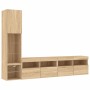 Muebles TV pared con LED 4 pzas madera ingeniería roble Sonoma en Muebles TV | Comprar online en Foru.es