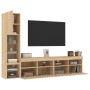 Muebles TV pared con LED 4 pzas madera ingeniería roble Sonoma en Muebles TV | Comprar online en Foru.es