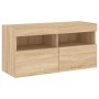 Muebles TV pared con LED 4 pzas madera ingeniería roble Sonoma en Muebles TV | Comprar online en Foru.es