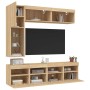 Muebles de TV de pared con luces LED 7 piezas roble sonoma en Muebles TV | Comprar online en Foru.es