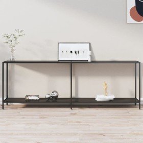 Mesa consola vidrio templado negro 220x35x75,5 cm en Mesas auxiliares | Comprar online en Foru.es