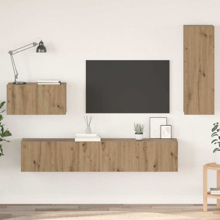 Mueble de TV de Pared Montaje en la pared 4 pcs Roble artesanal en Muebles TV | Comprar online en Foru.es