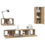Mueble de TV de Pared Montaje en la pared 4 pcs Roble artesanal en Muebles TV | Comprar online en Foru.es